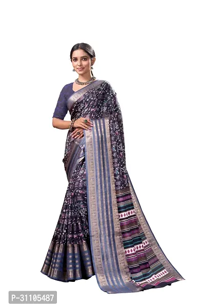 Elegant Black Art Silk Saree with Blouse piece For Women-thumb0