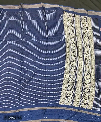 Stylish Silk Blend Saree With Blouse Piece For Women-thumb4