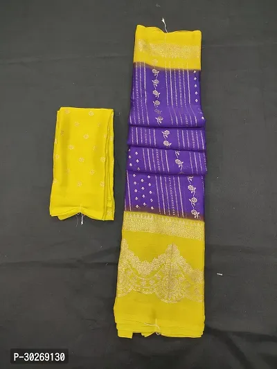 Stylish Silk Blend Saree With Blouse Piece For Women