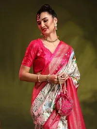 Stylish Silk Blend Multicoloured Printed Saree With Blouse Piece For Women-thumb1