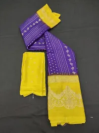 Stylish Silk Blend Saree With Blouse Piece For Women-thumb1