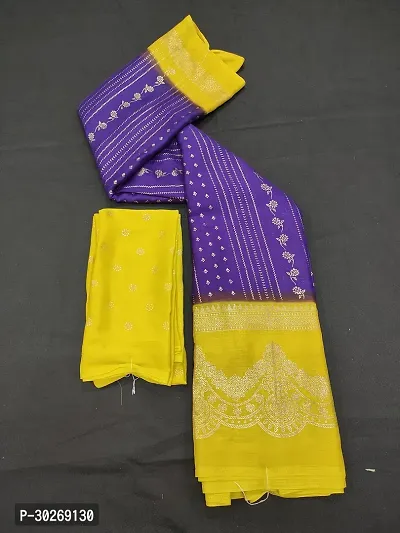 Stylish Silk Blend Saree With Blouse Piece For Women-thumb2