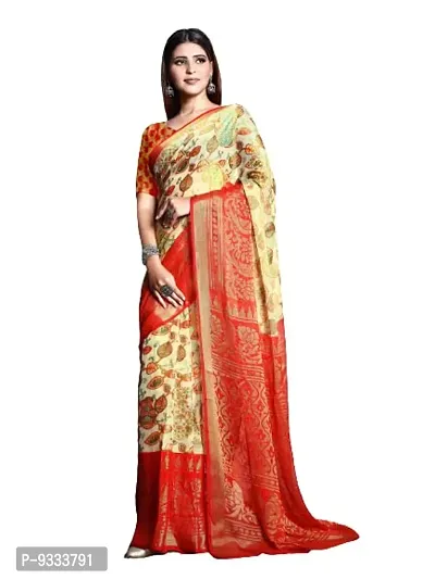 Sitanjali Women's Trendy Brasso Saree With Unstiched Blouse Piece (R_SHRUTI RED)