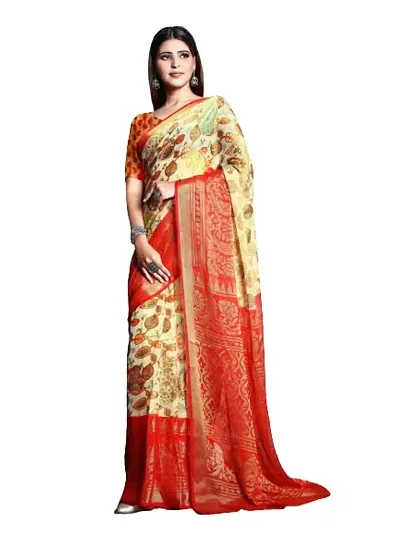 Sanwariya Silks Women's Brasso Saree with Unstitched Blouse Piece (R_SHRUTI RED)