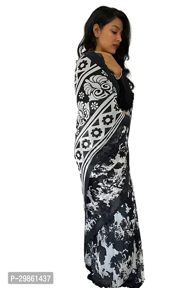 Stylish Georgette Multicoloured Printed Saree With Blouse Piece For Women-thumb3