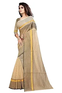 Sitanjali women's trendy cotton silk saree with unstiched blouse Piece (RUSTUM CREAM)-thumb2