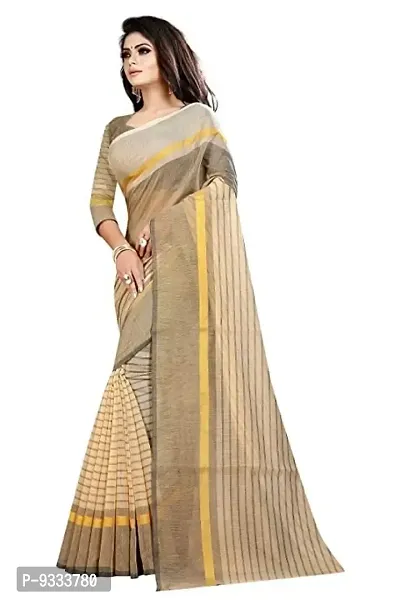 Sitanjali women's trendy cotton silk saree with unstiched blouse Piece (RUSTUM CREAM)-thumb3