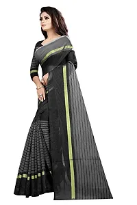 Sitanjali women's trendy cotton silk saree with unstiched blouse Piece (RUSTUM BLACK)-thumb2