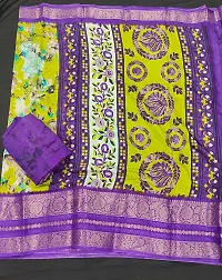 Stylish Silk Blend Saree With Blouse Piece For Women-thumb3