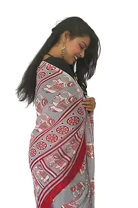 Stylish Georgette Grey Printed Saree With Blouse Piece For Women-thumb1