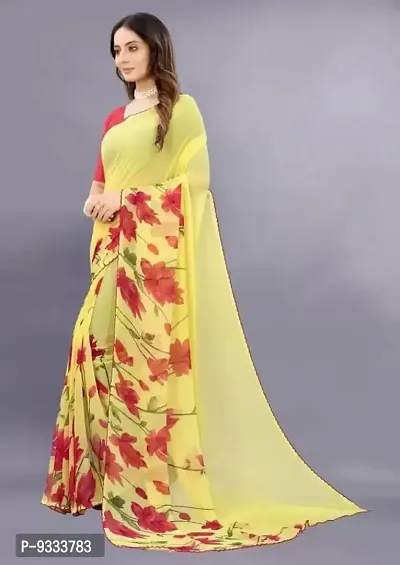 Sitanjali Women's Trendy Georgette Saree with Unstiched Blouse Piece (HEENA YELLOW(NEW)-thumb4