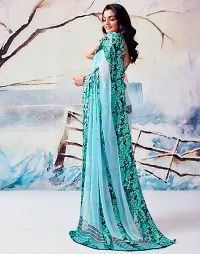 Stylish Blue Georgette Printed Bollywood Saree With Blouse Piece For Women-thumb3