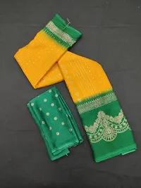 Stylish Silk Blend Saree With Blouse Piece For Women-thumb1