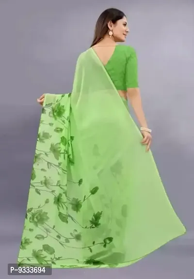 Sitanjali Women's Trendy Georgette Saree with Unstiched Blouse Piece (HEENA GREEN(NEW)-thumb5