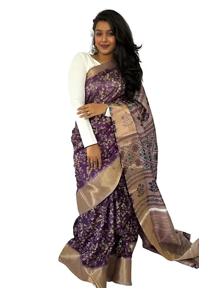 Stylish Silk Blend Saree with Blouse piece For Women