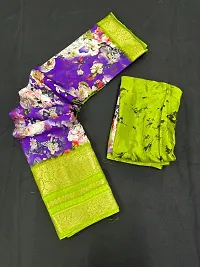 Stylish Silk Blend Saree With Blouse Piece For Women-thumb1