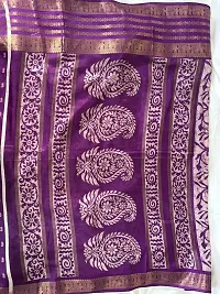 Stylish Purple Silk Blend Printed Saree with Blouse piece For Women-thumb2