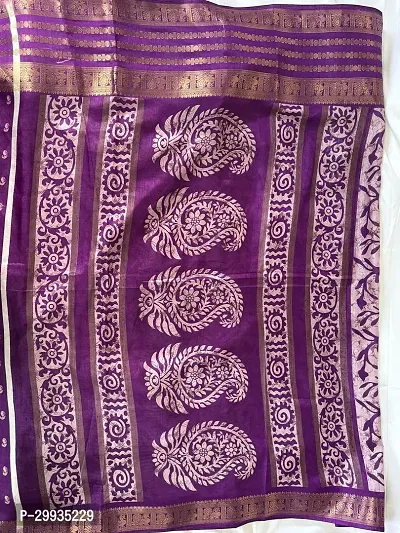 Stylish Purple Silk Blend Printed Saree with Blouse piece For Women-thumb3