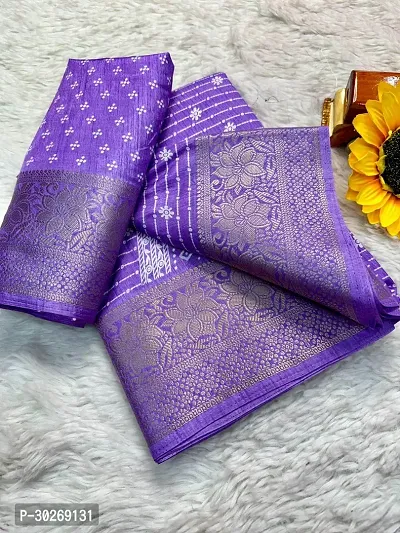 Stylish Silk Blend Saree With Blouse Piece For Women-thumb3