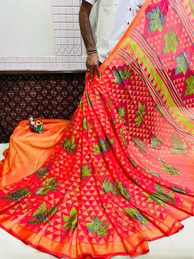 Beautiful Brasso Printed Sarees with Blouse piece