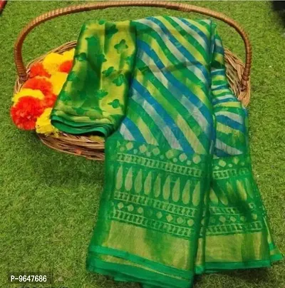 Elegant Brasso Green Printed Saree with Blouse Piece For Women