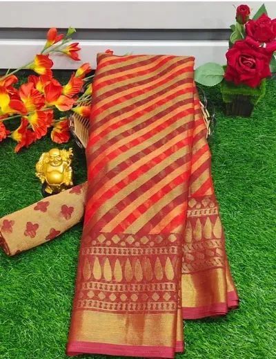 Party Wear Chiffon Brasso Sarees with Blouse piece