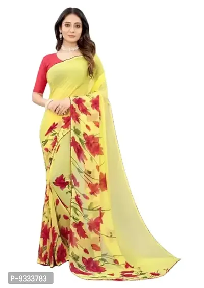 Sitanjali Women's Trendy Georgette Saree with Unstiched Blouse Piece (HEENA YELLOW(NEW)