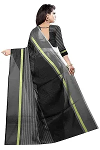 Sitanjali women's trendy cotton silk saree with unstiched blouse Piece (RUSTUM BLACK)-thumb1