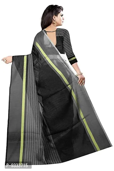 Sitanjali women's trendy cotton silk saree with unstiched blouse Piece (RUSTUM BLACK)-thumb2