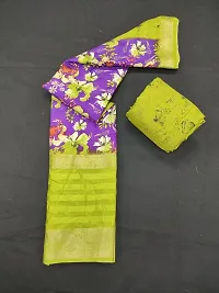 Stylish Silk Blend Saree With Blouse Piece For Women-thumb1