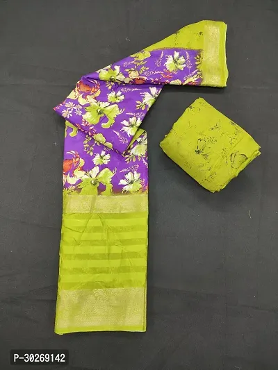 Stylish Silk Blend Saree With Blouse Piece For Women-thumb2