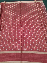 Stylish Silk Blend Maroon Printed Saree With Blouse Piece For Women-thumb2