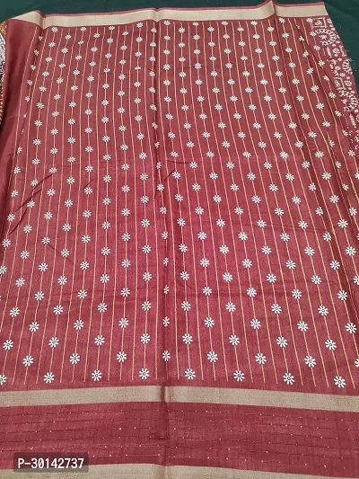 Stylish Silk Blend Maroon Printed Saree With Blouse Piece For Women-thumb3