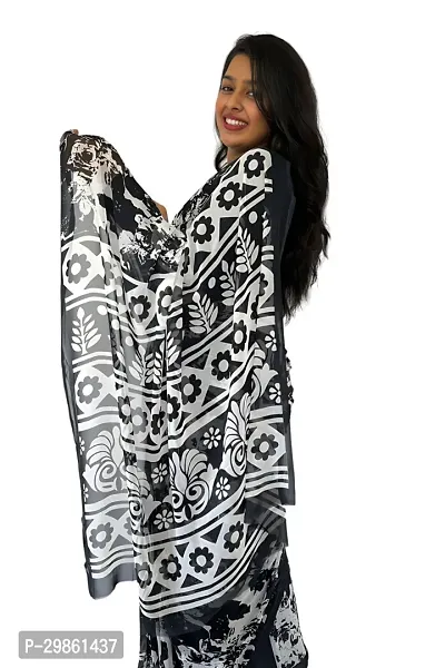 Stylish Georgette Multicoloured Printed Saree With Blouse Piece For Women-thumb5