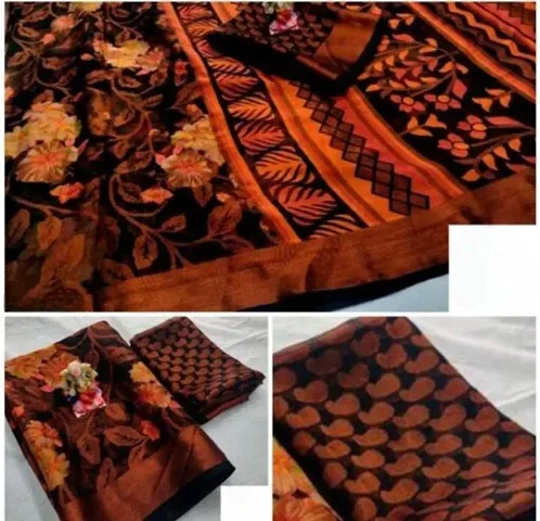 Trendy Brasso Printed Sarees with Blouse piece