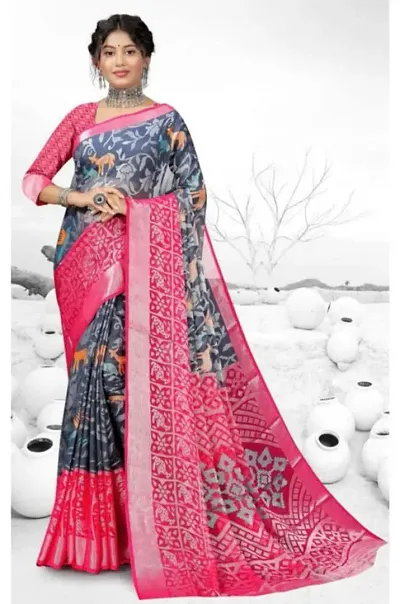 SITANJALI WOMANS BRASSO SAREE WITH BLOUSE PIECE