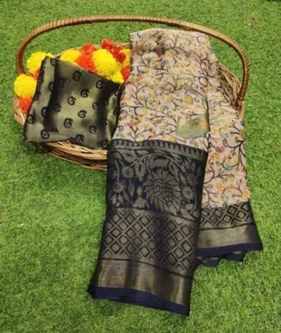 SITANJALI WOMANS BRASSO SAREE WITH BLOUSE PIECE