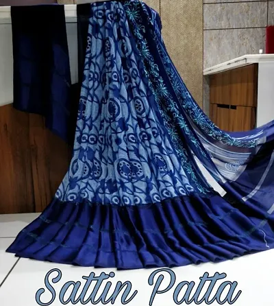 Trendy Satin Printed Saree with Blouse piece