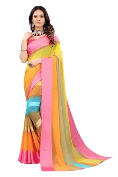  Satin Saree with Blouse piece 