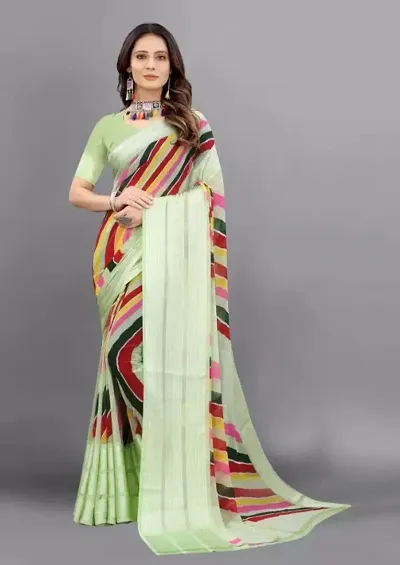 Woman Satin Patta Saree With Blouse Piece