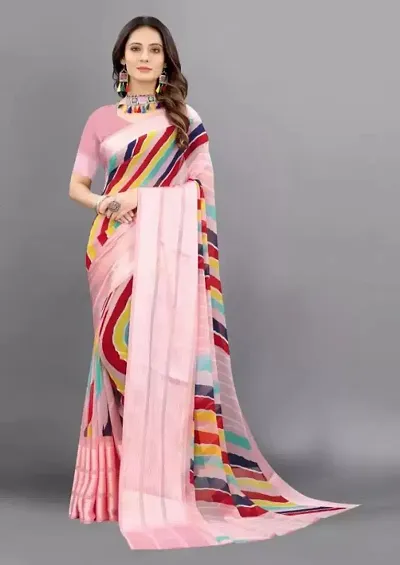 Stylish Georgette Saree with Blouse piece