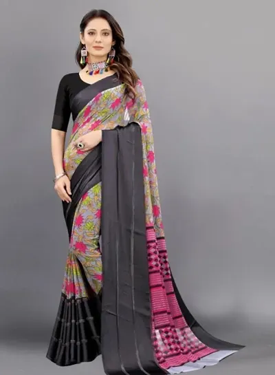 Stylish Women Chiffon Saree with Blouse piece