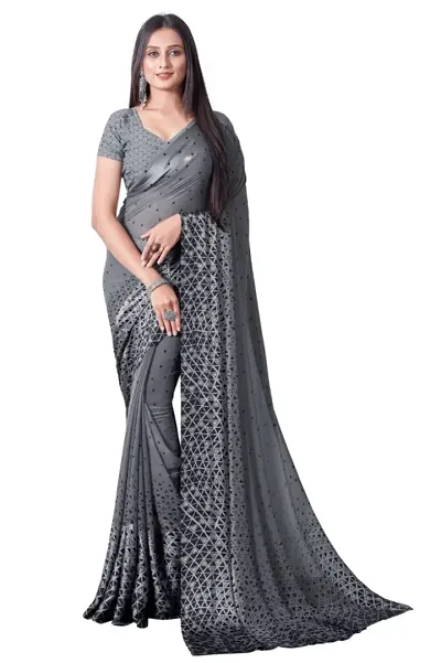 Classic Satin Printed Sarees with Blouse piece