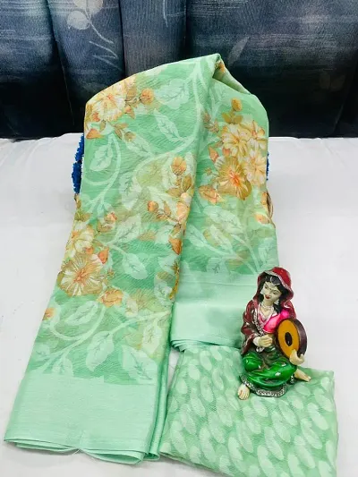 Classic Brasso Printed Sarees with Blouse piece