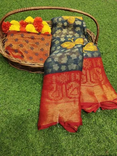 Multicolored Chiffon Saree With Blouse Piece