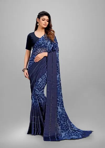 Sanwariya Women's Weightless Satin Patta Saree-Weightless Saree (PRUTHVI NAVY)