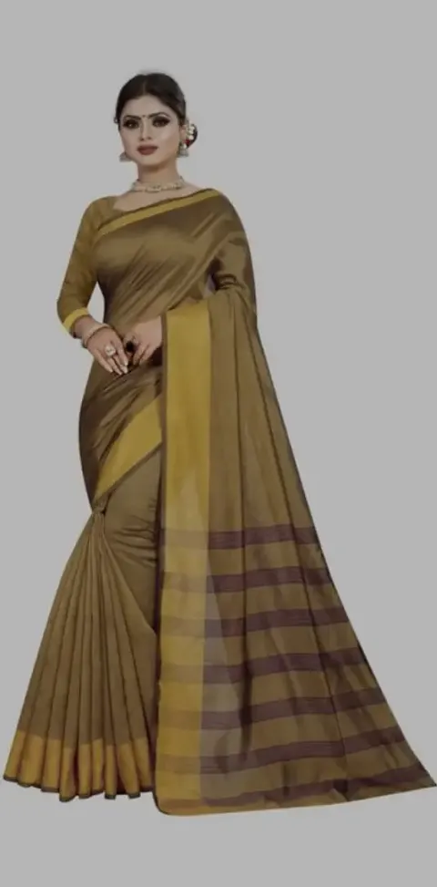 Glamorous Cotton Silk Saree with Blouse piece 