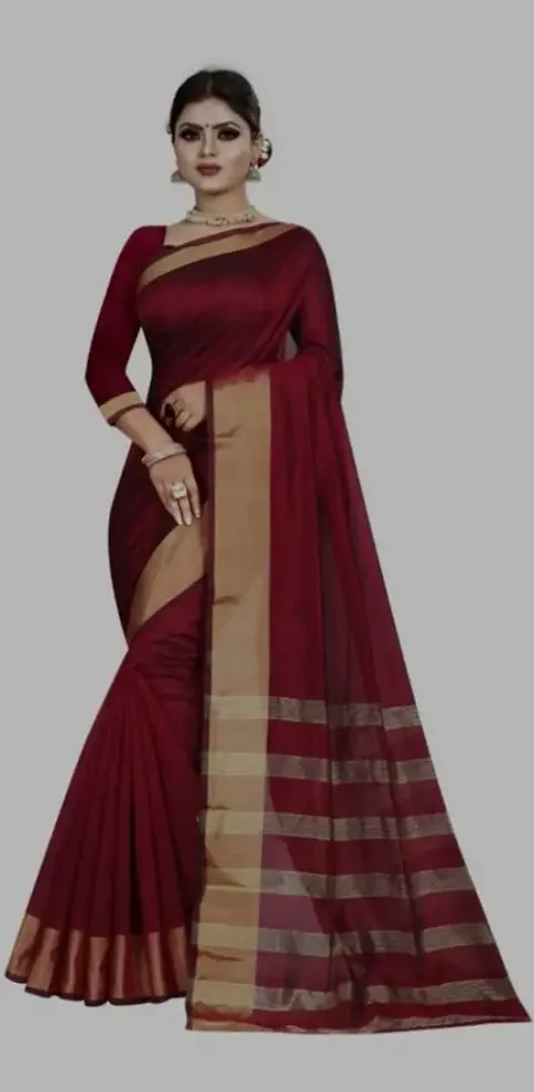 Cotton Silk Zari Border Sarees with Blouse piece