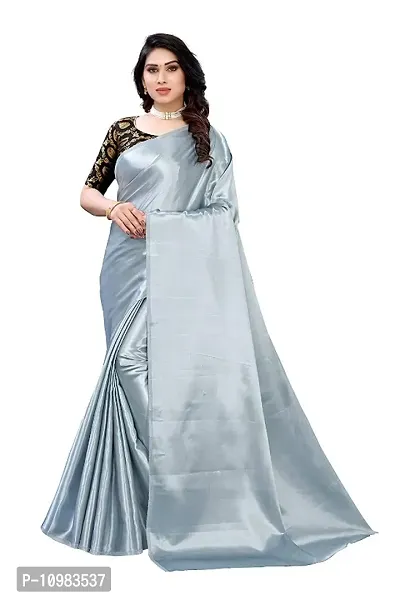 Classic Satin Solid Saree with Blouse piece