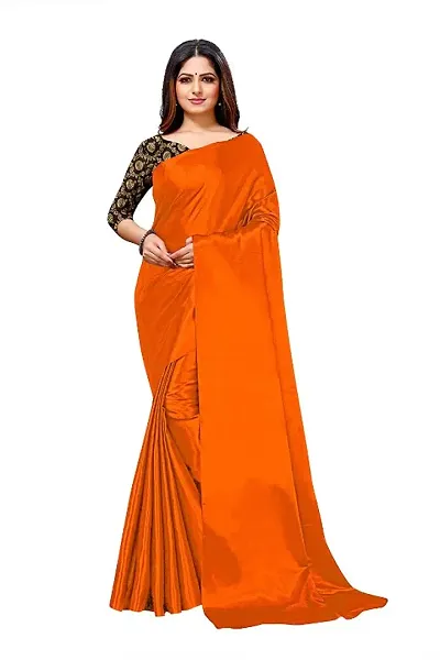 Solid Satin Silk Sarees With Jacquard Blouse Piece